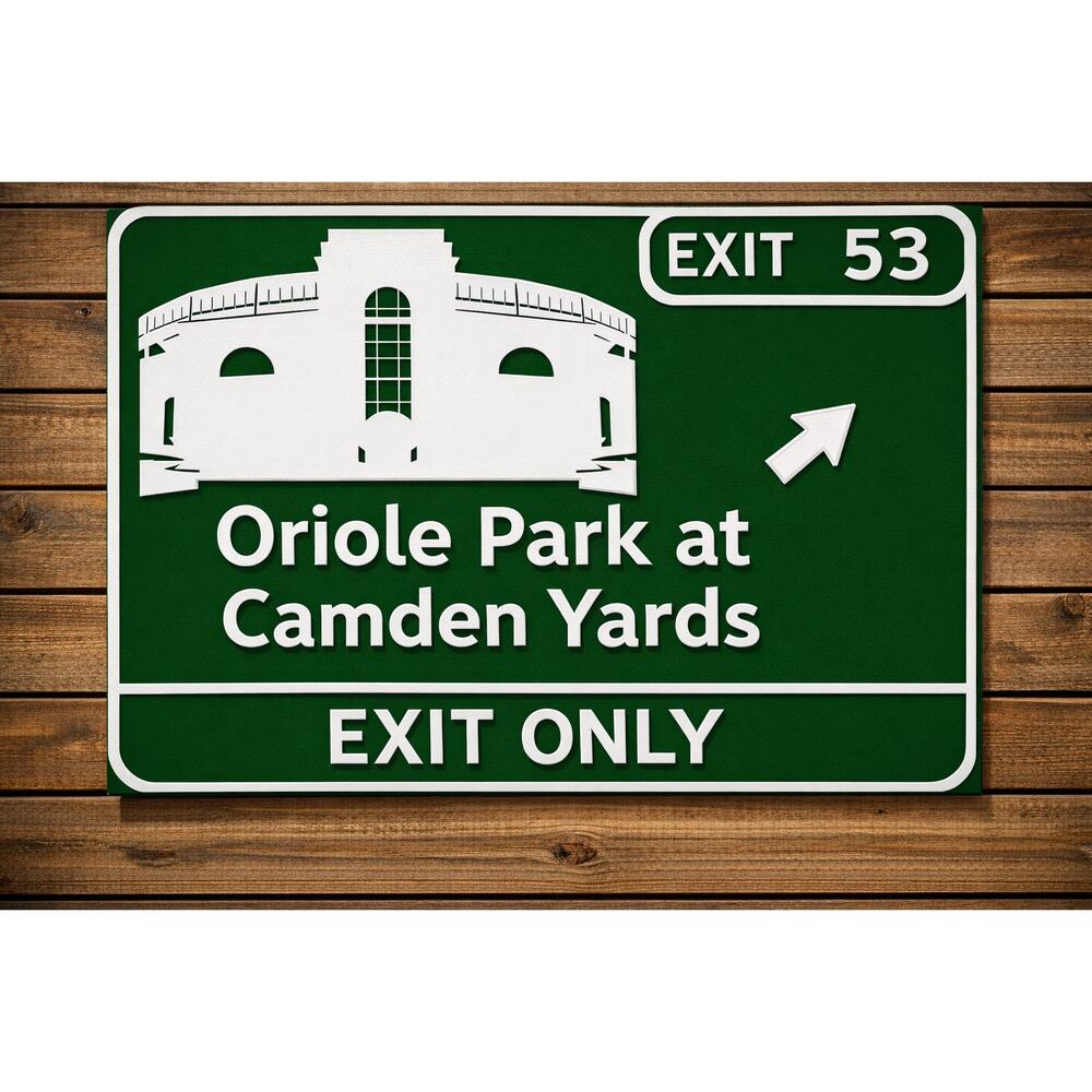 Oriole Park at Camden Yards Road Sign Exit 53 Baltimore Maryland Stadium Street